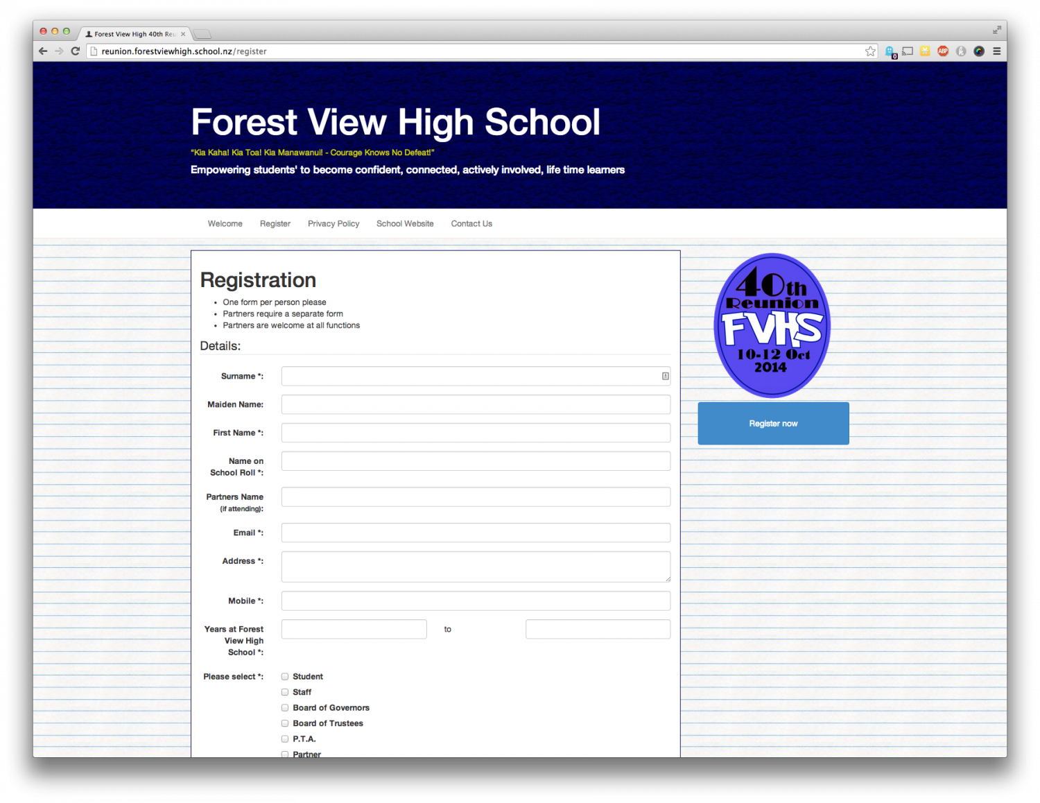 New Reunion Registration website for Forest View High School image